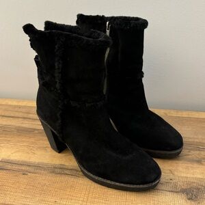Frye Suede Tassel Accents High Heeled Platform Boots Women’s